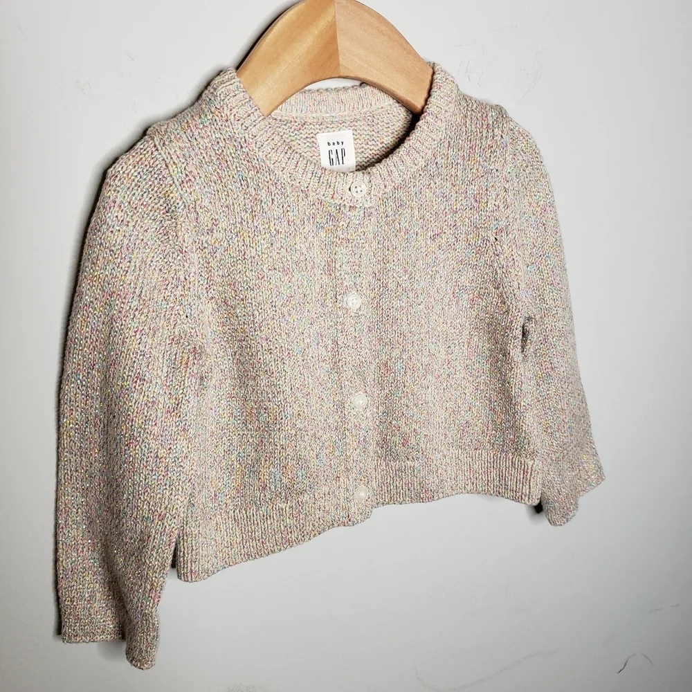 NWT Baby Gap 6-12m Baby Girl Rainbow Metallic Strand Cardigan Sweater